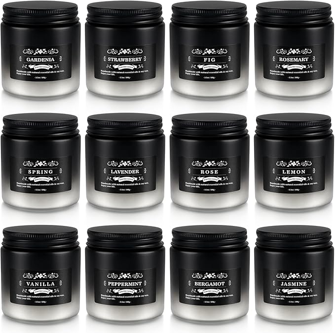 12 Pack Men's Scented Candles in Jar - 3.5oz Each, 150+ Hours Long Lasting, Soy Blend Wax Aromatherapy Candle Gifts Set for Men, Birthday, Valentine, Anniversary, Christmas