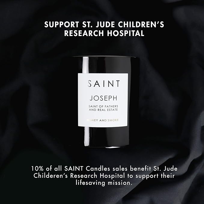 SAINT Joseph Scented Candle with Prayer and Prayer Coin, Saint of Fathers and Real Estate, Soy Coconut Aromatherapy Candle with 50 Hour Burn Time