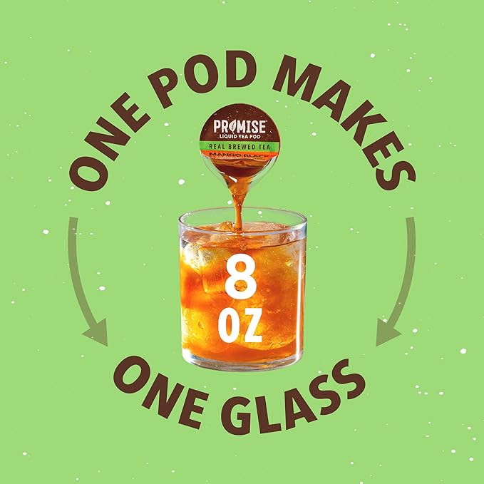 Promise Tea by Java House - Cold-Brewed Tea Concentrate Pods - Ethically Sourced - Mango Black Lightly Sweet Tea - Pack of 12