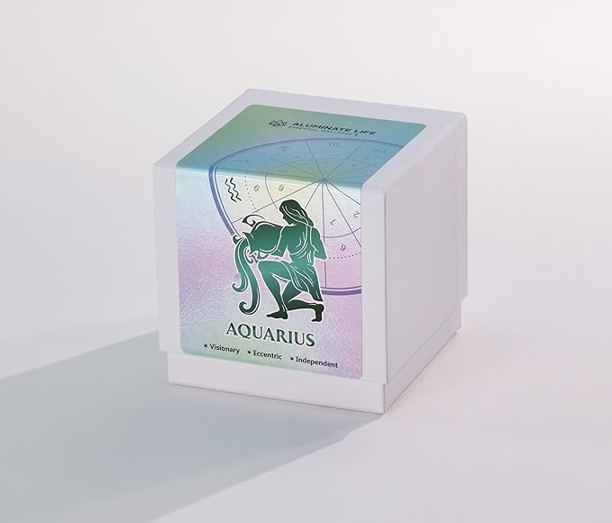 Luxury Glass Jar Candle, Aquarius Zodiac Sign, 8.8 oz - Crystal Infused - Scents of Lemongrass, Jasmine, Black Currant, & Sugar - USA Made, Coconut-Soy Wax, Essential Oil, Dr. Developed