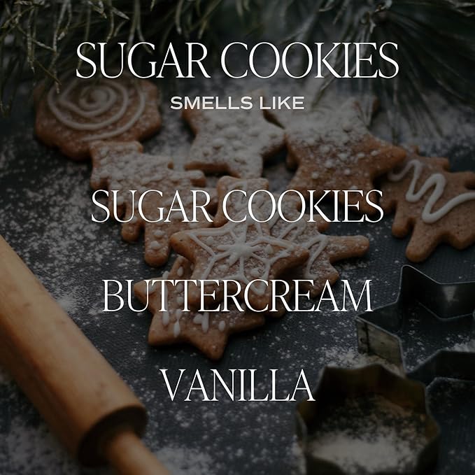 Sweet Water Decor Sugar Cookie Candle - Buttercream Frosting and Vanilla Winter Holiday Scented Soy Candles for Home - 11oz White Jar + Wood Lid Candle, 50+ Hour Burn Time, Made in The USA