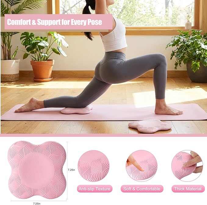 ViraAxis Foldable Yoga Mat and Blocks Set for Women with 2 Pack Yoga Blocks and Strap,Thin Non Slip Pilates Mat with Bag, Home Workout Equipment Essentials Starter Kit for Beginners Full Body Toning