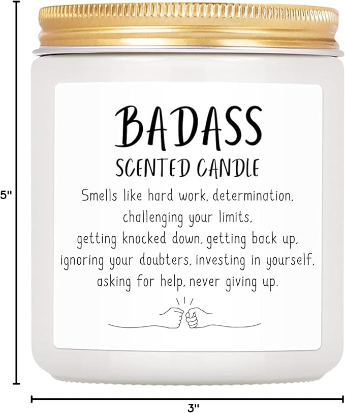 Badass Scented Candle - Congratulations & Promotion Gifts for Women & Men, Friends & Coworkers, Birthday Gifts for Her or Him - 7oz