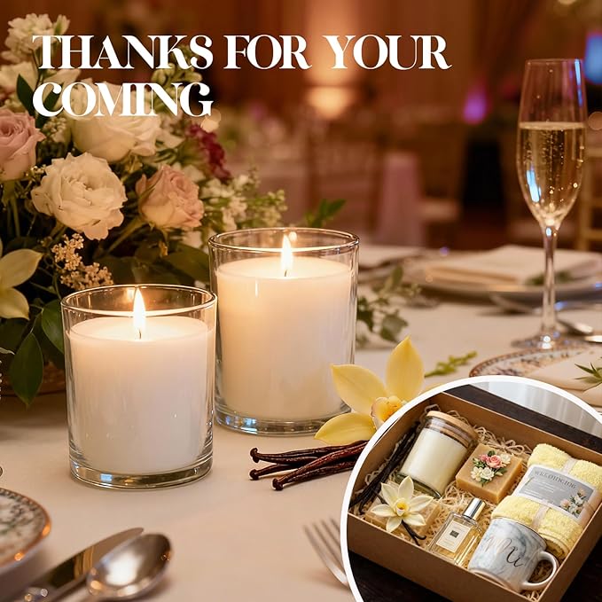 12 PCS 6oz Vanilla Scented Candles Set, Creamy Soy Wax Candles | Warm & Cozy Home Fragrance, Bulk Gift Box for Wedding, Holiday, Party Favors and Decor