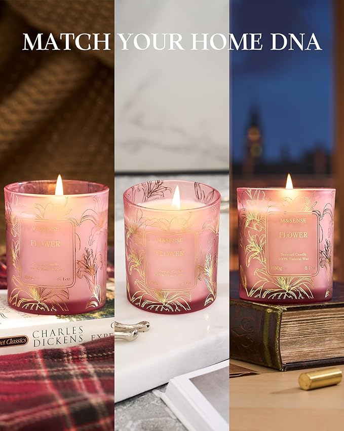 M&SENSE Raspberry Soy Candles, Vegan Non Toxic 8.1oz 42-Hour Burn Time, Winter Aromatherapy Candle for Relaxing Stress Relief, Housewarming New Year Gifts