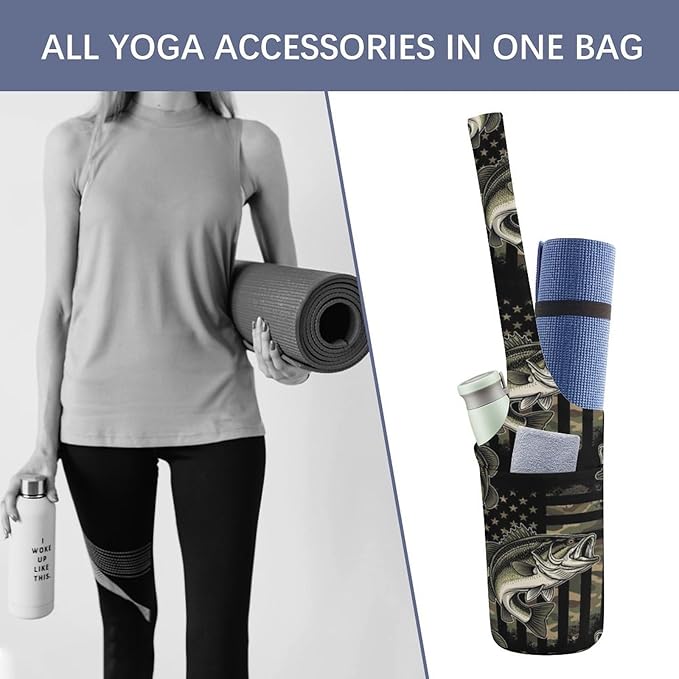 Aiyoolee Yoga Mat Carrier Portable Single Shoulder Strap Bag with Pocket for Gym Yoga Workout Travel