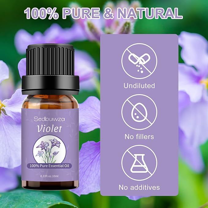 Sedbuwza Violet Essential Oil, 100% Pure Organic Violet Aromatherapy Gift Oil for Diffuser, Humidifier, Soap, Candle, Perfume