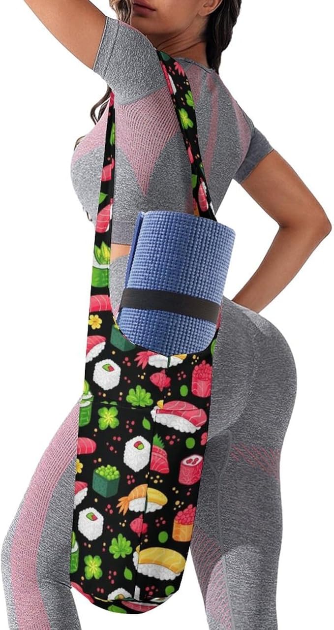 Aiyoolee Fashion Yoga Mat Bag with Large Pocket, Long Tote Yoga Bag Fit Most Mats Accessories
