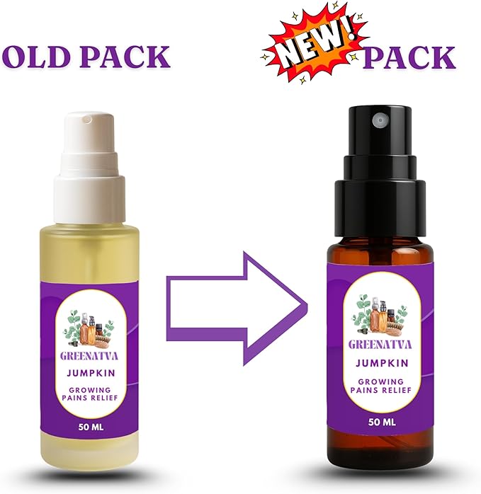 Jumpkin by Greenatva - Growing Pain Relief for Kids 50 ml (1.69 fl oz) - 100% Pure, Sleep & Massage Oil for Kids, Blend of Marjoram, Lavender, Black Pepper & Chamomile for (1-10 Ages)