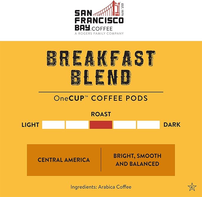 San Francisco Bay Compostable Coffee Pods - Breakfast Blend (120 Ct) K Cup Compatible including Keurig 2.0, Medium Roast