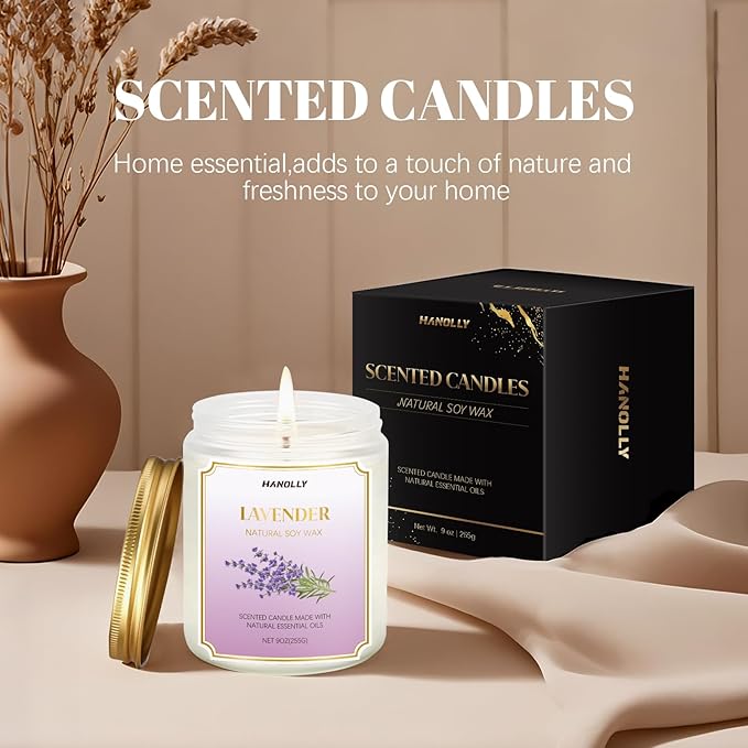 Mint & Eucalyptus Candle, 9 oz Scented Candles for Home Soy Candle Wax, Aromatherapy Candles for Women Men, Birthday Christmas Gifts, Perfect for Creating a Relaxing Ambiance