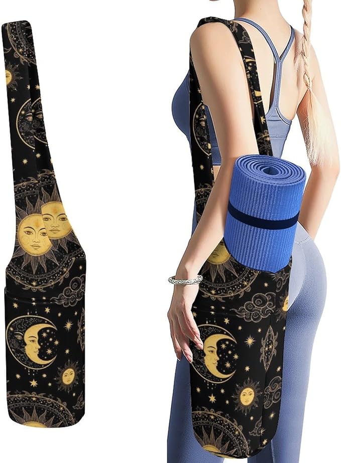 Meaudiwes Large Yoga Mat Bag with Long Strap for Women Yoga Accessories Sports Storage Bags Exercise Mats Tote Sling Carrier Bag