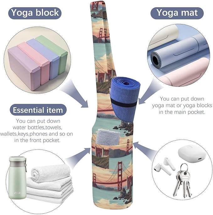 Aiyoolee Yoga Mat Bag for Women with Large Pocket, Yoga Gifts Accessories with Adjustable Shoulder Strap for Workout Stuff