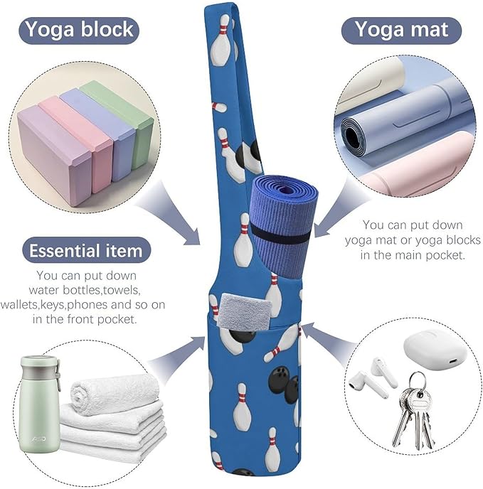 Aiyoolee Yoga Mat Bags, Large Tote Yoga Mat Carrier Holder with Water Bottle Pocket, Adjustable Shoulder Strap Storage Bag