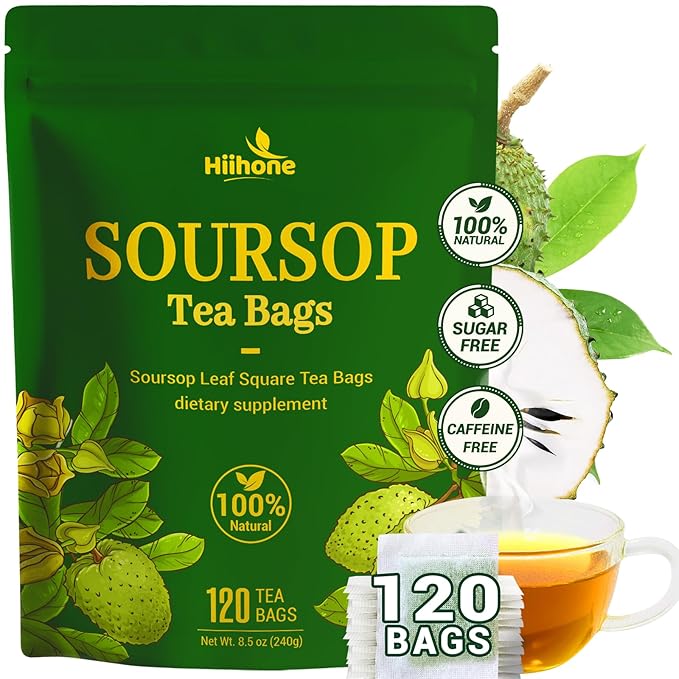 Soursop Leaf Herbal Tea (Graviola) - Caffeine & Sugar Free, 120 Count