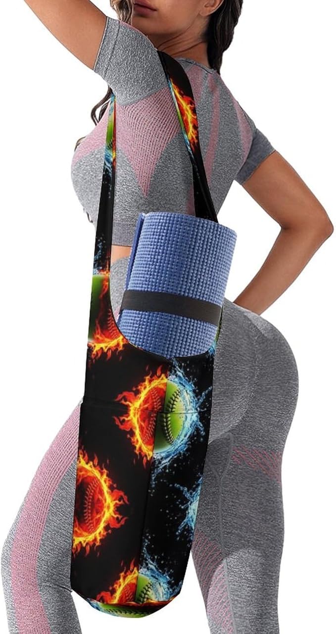 Aiyoolee Yoga Mat Carrier Portable Single Shoulder Strap Bag with Pocket for Gym Yoga Workout Travel