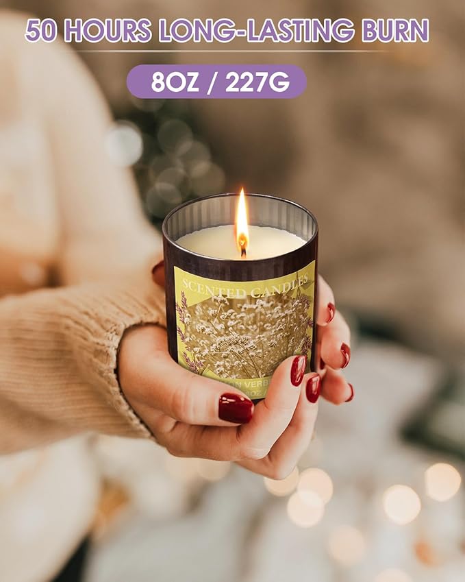 Scented Candles for Home, 8oz Soy Candle, 50H Burn, Jasmine Aromatherapy, White Candle in Gift Box, Perfect for Birthday, Mother's Day, Christmas