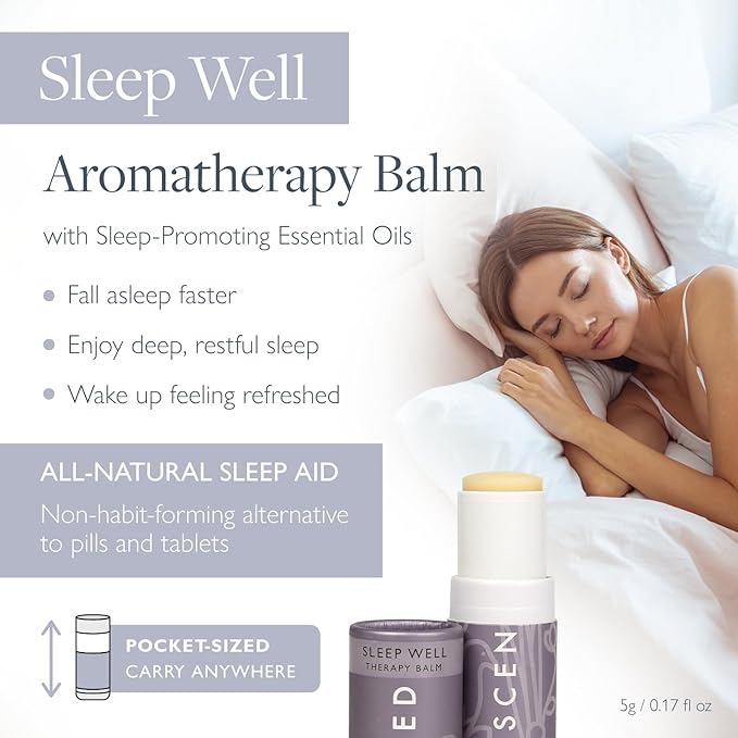 Scentered Sleep Well Aromatherapy Essential Oils Balm Christmas Stocking - for Restful Sleep & Bedtime Relaxation - Lavender, Chamomile, Ylang Ylang - Self-Care Stocking Stuffers for Women