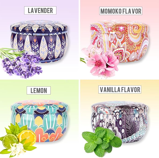 4 Pack Aromatherapy Candles Long-Lasting Fragrance Soy Wax Aromatherapy Candles, Suitable for Home Use, Yoga, Bathing, Mother's Day, Christmas, Festivals to Create Atmosphere (4Pack-Classic A)