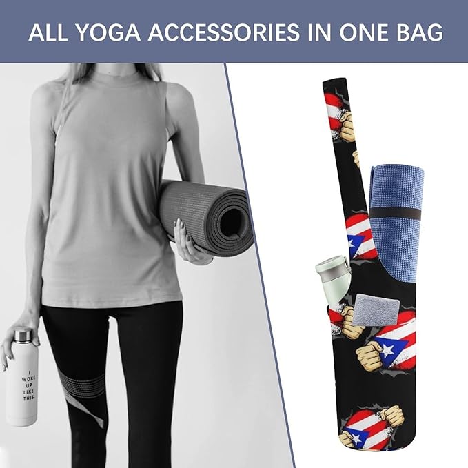 Aiyoolee Single Shoulder Yoga Mat Carrier Bag Portable Spacious with Pocket for Yoga Gym Fitness Travel