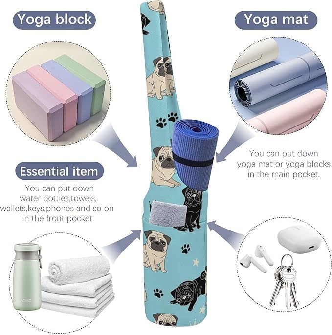 Aiyoolee Women's Portable Yoga Mat Bag Single Shoulder Carrier with Pocket for Gym Yoga Workout Travel