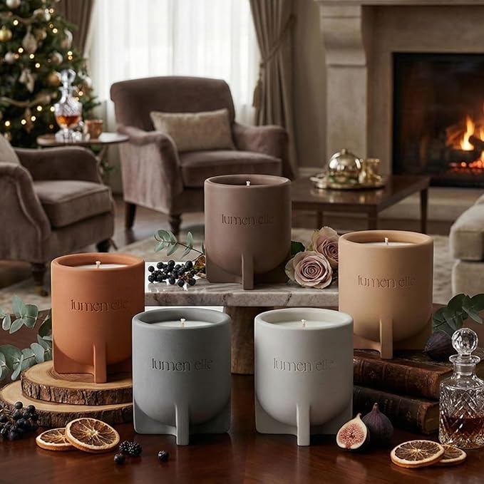 Essence Collection Scented Candle | 7.8oz Stoneware Jar, Soy Wax Blend & Cotton Wick | Long-Lasting 35-Hour Burn | Perfect Fall & Winter Candle for Home (Mediterranean Fig)