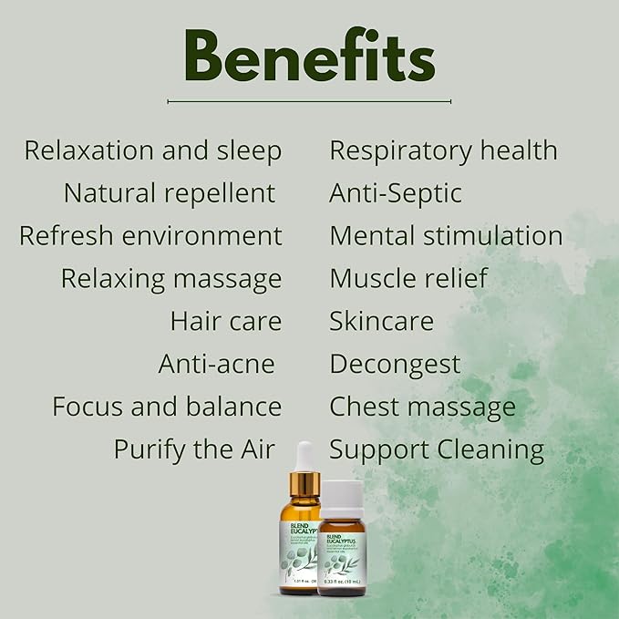 Dual Eucalyptus Essential Oil Blends by One Arome – Eucalyptus Oil (Corymbia Citriodora - Lemon & Eucalyptus Globulus) | Oil for Diffusers, Massage (Dilute) & DIY (Pack of 6 × 0.34 fl oz Each)