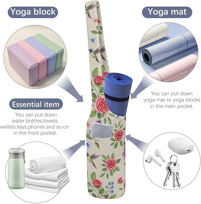 Meaudiwes Large Yoga Mat Bag Fit Most Size for Ladies Yoga Mats Carrier Bags Multi-Functional Exercise Mat Holder Storage Bag