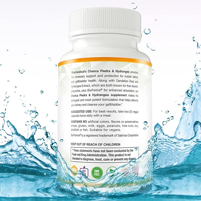 Max Strength Chanca Piedra, Hydrangea & Dandelion Root - Natural Kidney & Gallbladder Formula - Stone Breaker, Flush Impurities, Cleanse Urinary Tract - Enhanced with BioPerine. 60 Veggie Capsules.
