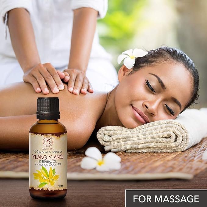 Ylang-Ylang Essential Oil 1.7 Fl Oz - Cananga Odorata - Madagaskar - 100% Pure & Natural Ylang Ylang Oil Best for Aromatherapy - Good Sleep - Beauty - Relaxation - Aroma Diffuser