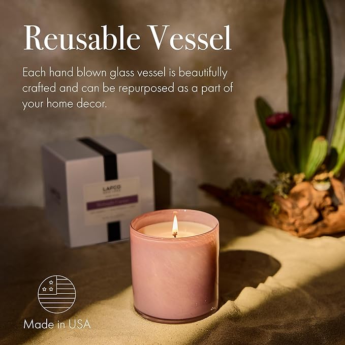 LAFCO New York Classic Candle, Midnight Cactus - 6.5 oz - 50-Hour Burn Time - Reusable, Hand Blown Glass Vessel - Made in The USA