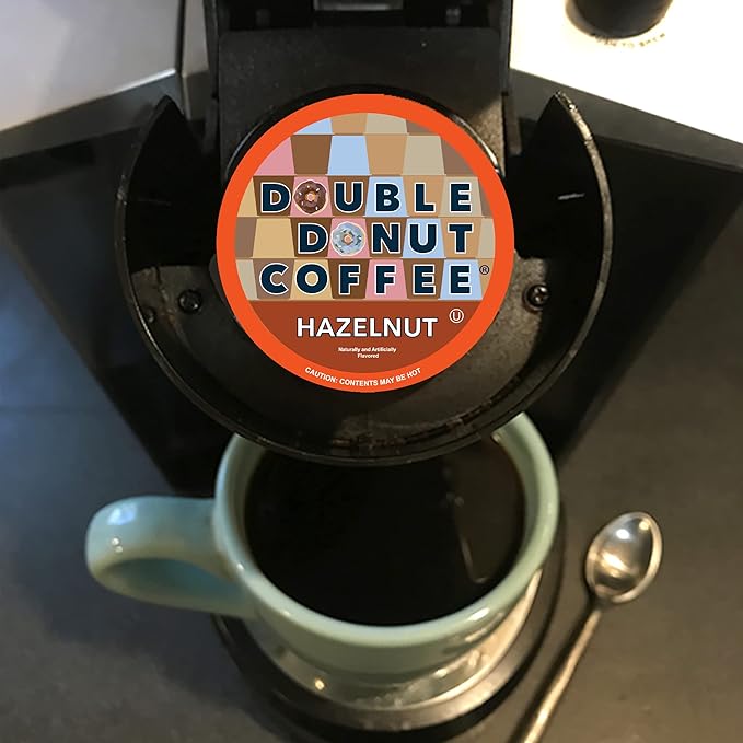 Double Donut Coffee Flavored Coffee Pods, Caffeinated Hazelnut Coffee Pods for Keurig K Cups Machines, Medium Roast, 80 Count (Pack of 1)