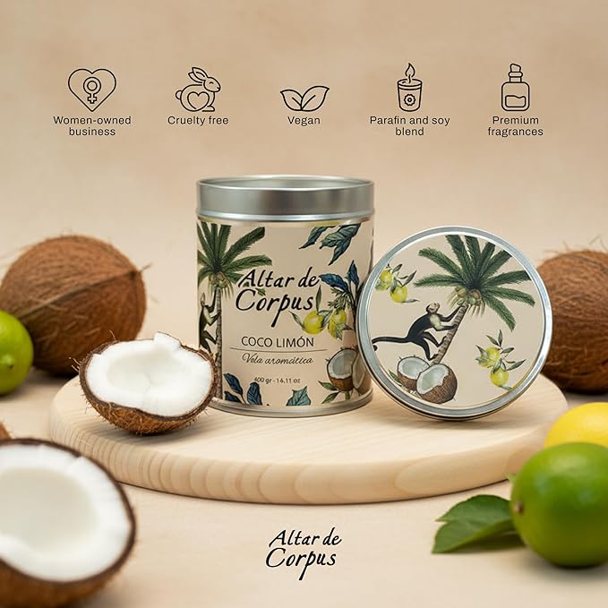 14 Oz Strong Scented Candles Long Lasting – Coconut Lemon Candle - High End Luxury Candles for Home - Cute Candles for Women - Soy Wax Premium Blend - Decorative Candle for Men Gifts