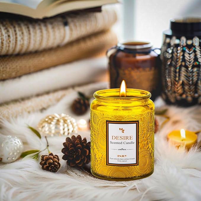 Aroma Baltic Amber Petite Candle Jar - 50-Hour Burn Time | 7.5oz Soy Wax Candles | Long-Lasting | Stress Relief | Fresh Home Fragrance | Gift Set for Women