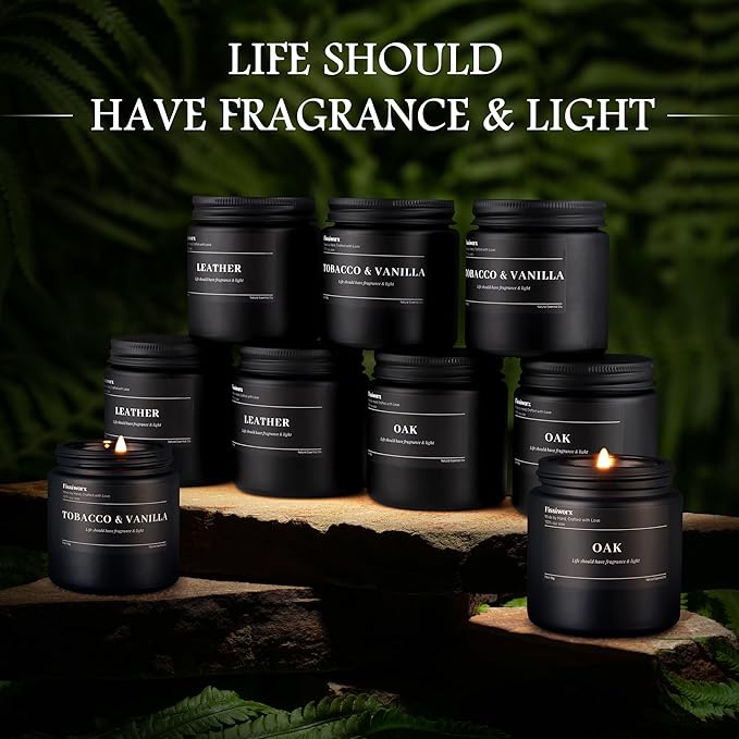 9 Pack Scented Candles Set Gifts for Men, Aromatherapy Candle Set with Scents （Sandalwood Rose/Lemon Citrus & Verbena/Bergamot）- Gift for Dad, Boyfriend, Birthday, Father’s Day, Anniversary
