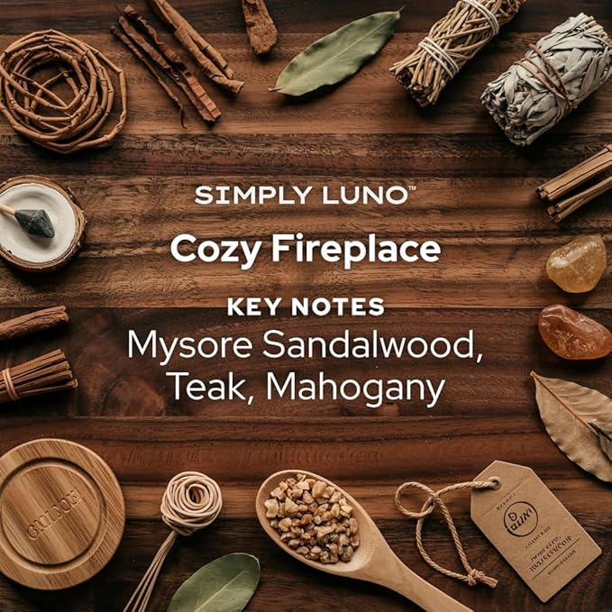 Cozy Fireplace - Tobacco & Wood Scented Candle – 14oz Soy Wax with - Fall and Winter Home Scent – Long Lasting 50+ Hour Burn – Eco Friendly & Hand Poured – Luxury Gift Box for Men