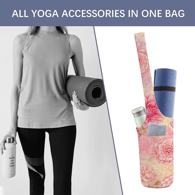 Meaudiwes Large Yoga Mat Bag Fit Most Size for Ladies Yoga Mats Carrier Bags Multi-Functional Exercise Mat Holder Storage Bag
