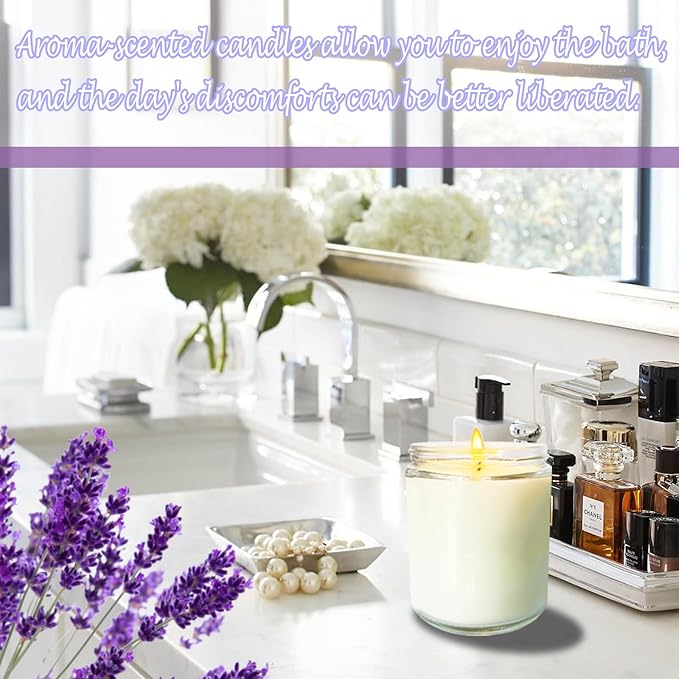 12 Pcs 8 Oz Bulk White Soy Candles,Lavender Scented Candles Set,Bulk Aromatherapy Candle,Great Stress Relieving Scented Candle for Girls as a Gift for Birthdays, Weddings and More!