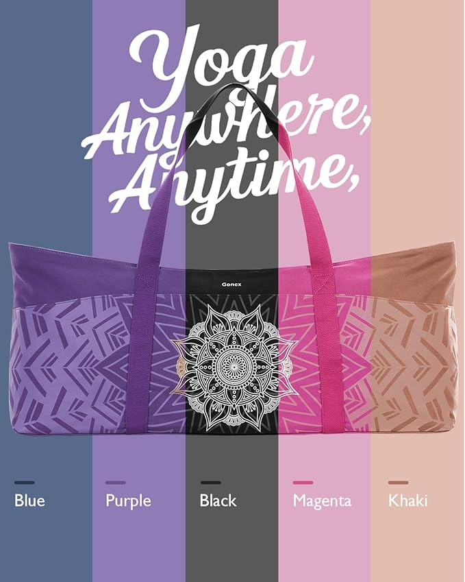 Gonex Yoga Mat Bag, Extra Large Canvas Gym Bag with Waterproof Pocket Metal Zipper, Fits Mat & Blocks, Stylish Yoga Mat Carrier for Women, Ideal for Yoga, Pilates, Workout, Travel