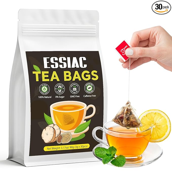 EssiacTea Bags, 30 Count Wellness Blend Herbal Tea for Cleansing, 100% Natural Ingredients, Caffeine Free, No Additives, Non-GMO (1 Bag (30PCS))