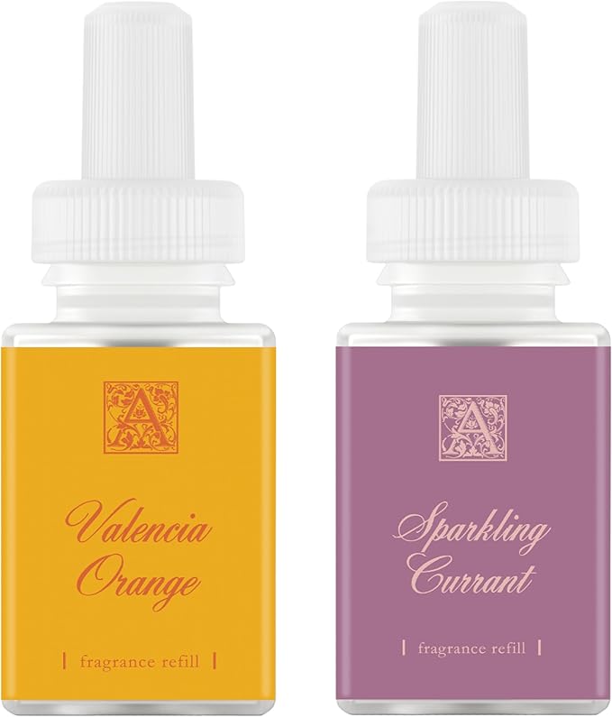 Pura Smart Home Fragrance Device Starter Set - Pura 4 - Scent Diffuser for Home - Includes Fragrance Aroma Diffuser - Square Box, Valencia Orange and Sparkling Currant Scent Refills