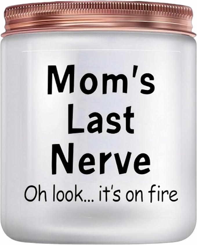 Mothers Day Gifts from Daughter & Son, Moms Last Nerve Candle, Funny Mom Birthday Gifts, Unique Birthday Gifts for Mom, Mother’s Day Gifts. Mom Gifts Ideas, 9oz Scented Candles, Vanilla Soy Candle