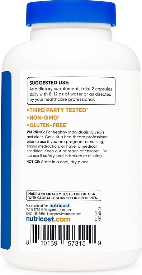 Nutricost Panax Ginseng 1000mg, 240 Capsules - Non GMO, Gluten Free, 120 Servings