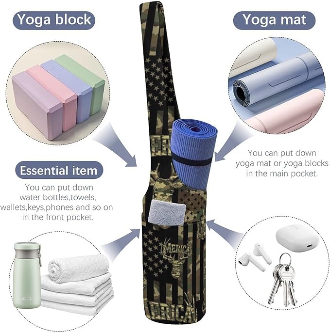 Aiyoolee Yoga Mat Bag for Women with Large Pocket, Yoga Gifts Accessories with Adjustable Shoulder Strap for Workout Stuff