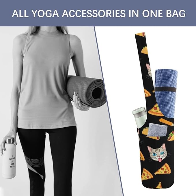Aiyoolee Yoga Mat Bag with Large Pocket, Strap Bag Carriers for Women