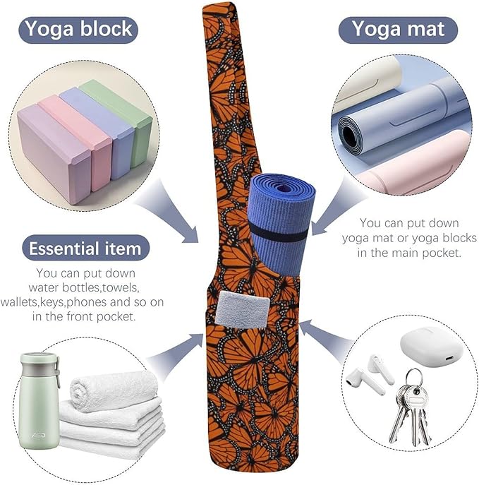 Meaudiwes Large Size Yoga Mat Bag with Long Strap, Yoga Mats Carrier Storage Bag, Exercise Mat Holder Accessories