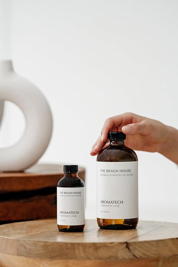 AromaTech The Beach House Aroma Essential Oil Blend: Luxury Hotel Inspired Aromatherapy with Bergamot, Coconut Milk & Sandalwood for Ultrasonic Diffusers & Nebulizers - 4 fl oz, 120 mL