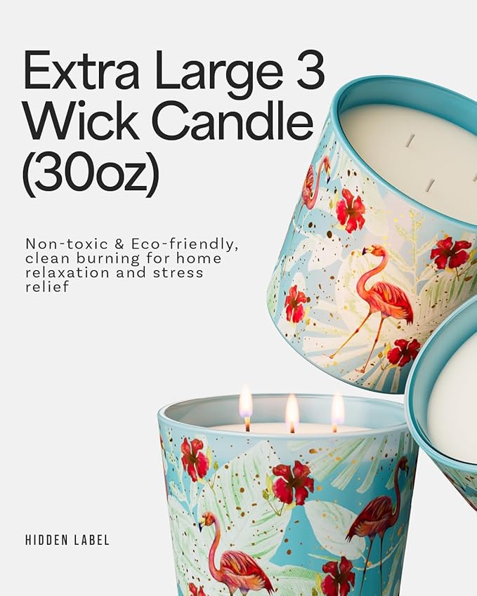 Watermelon Lemonade Scented Candle, 30oz Natural Soy Wax Non Toxic, 3 Wick Large Aromatherapy Candles for Home Scented, 100 Hours Long Lasting,Clean Burn Big Candle for Large Room,Stress Relief,SPA