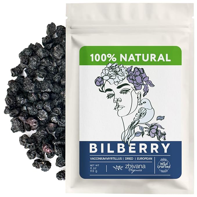 Wild Bilberry Dried Fruits (4 oz.) – Bilberry Tea - Superfood berries -Whortleberry (Vaccinium myrtillus) - Antioxidant, Immunity, Heart Health