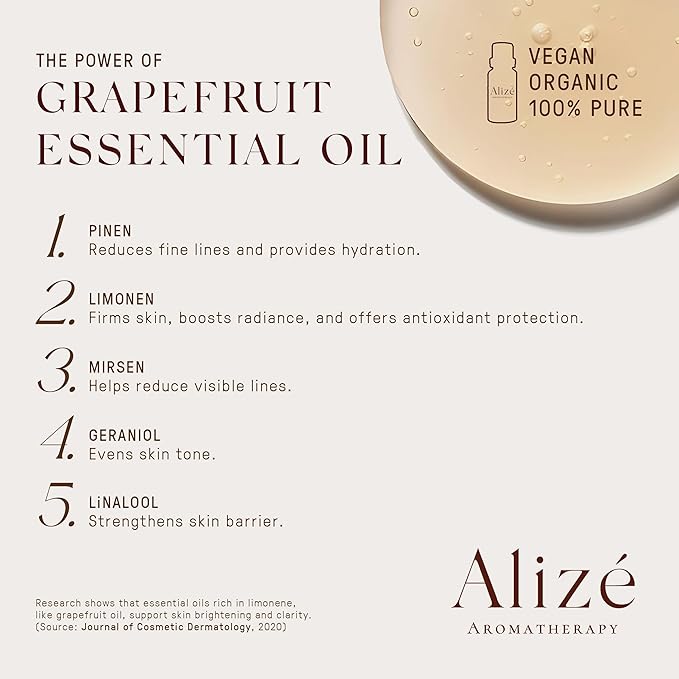 Organic Grapefruit Essential Oil, USDA Certified Organic 100% Natural & Pure Essential Oils for Diffusers for Home, Aromatherapy Oils, Diffuser Oils Scents, Energizing, 10ml-0.33 fl oz